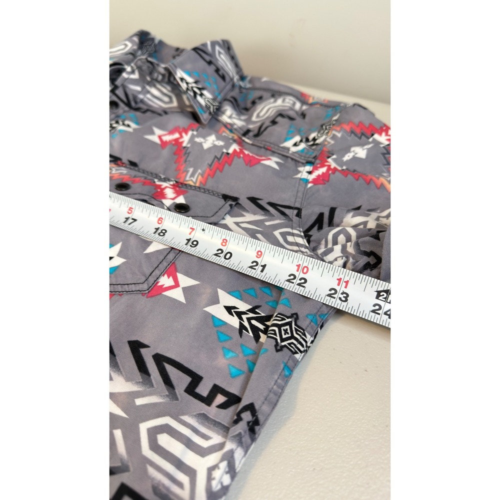 Rock & Roll Cowboy Shirt Gray Southwestern Geometric Western Mens Large B2S2315 - Picture 8 of 13